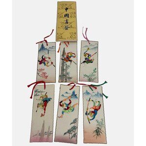 6 Vintage Chinese Acrobats Handmade Bookmarks People's Republic of China 5"